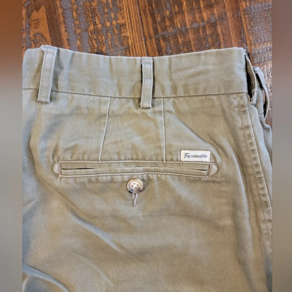 Vintage Faconnable Mens 36×32 Chino Pants 85% Cotton 15% Wool Flat Front‎ Olive